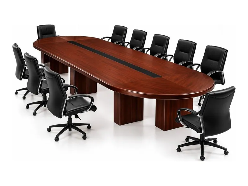 Large oval boardroom table, mahogany finish (HAB-CF-002)