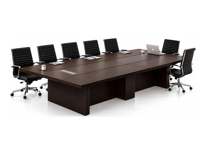 Rectangular boardroom table, dark walnut finish (HAB-CF-003)