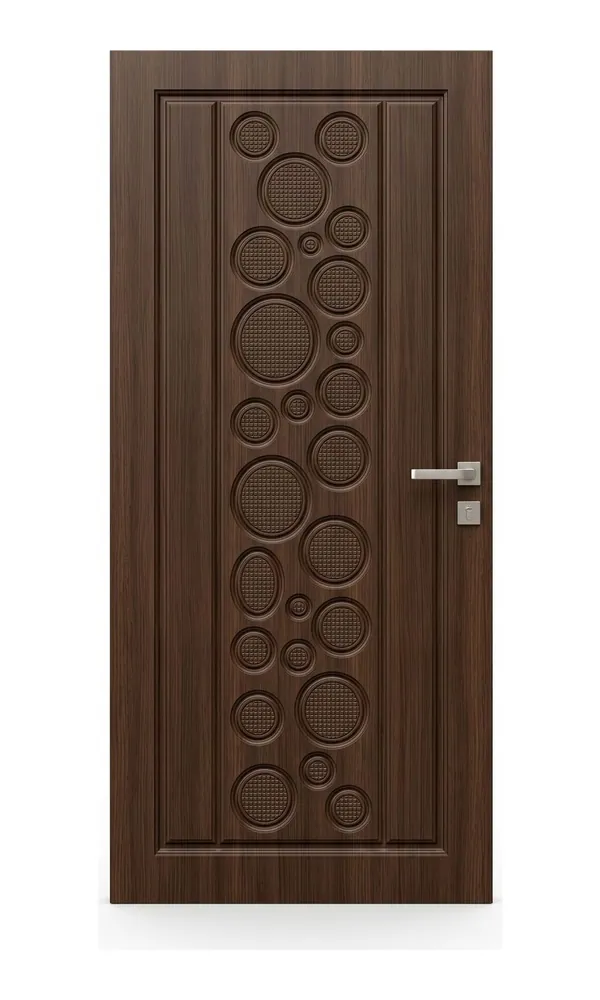 Walnut finish door design: circle pattern (HAB-WD-002)