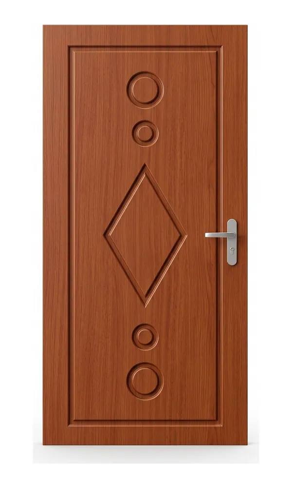 Teak or oak finish door design: diamond with circles (HAB-WD-011)