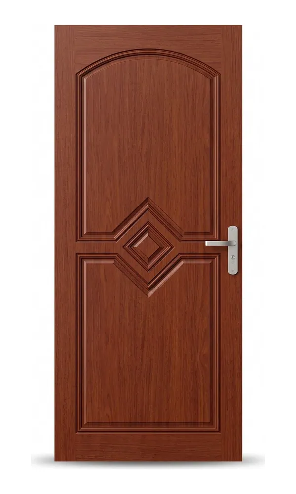 Mahogany finish door design: arched top with diamond (HAB-WD-012)