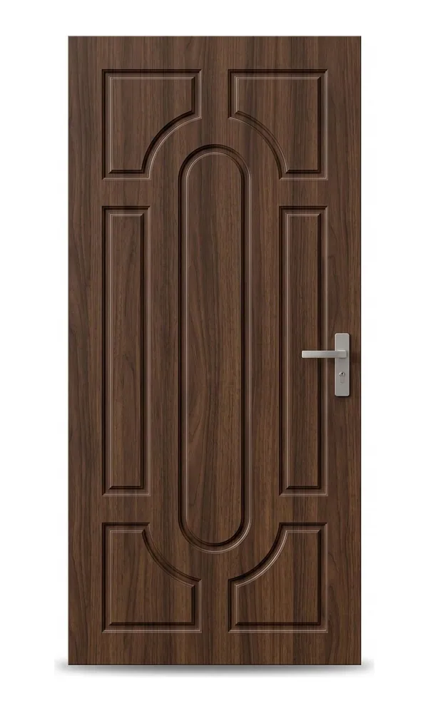 Walnut finish door design: oval centre with panel border (HAB-WD-014)
