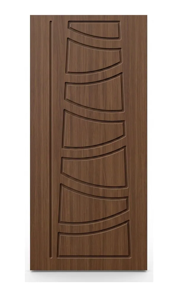 Walnut finish door design: curved horizontal panels (HAB-WD-016)
