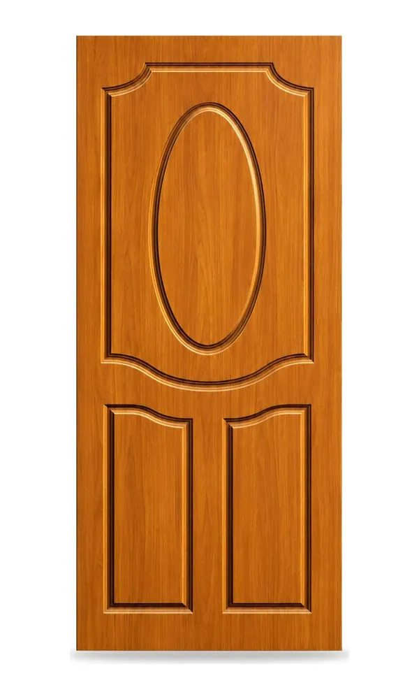 Teak or oak finish door design: oval with two lower panels (HAB-WD-028)