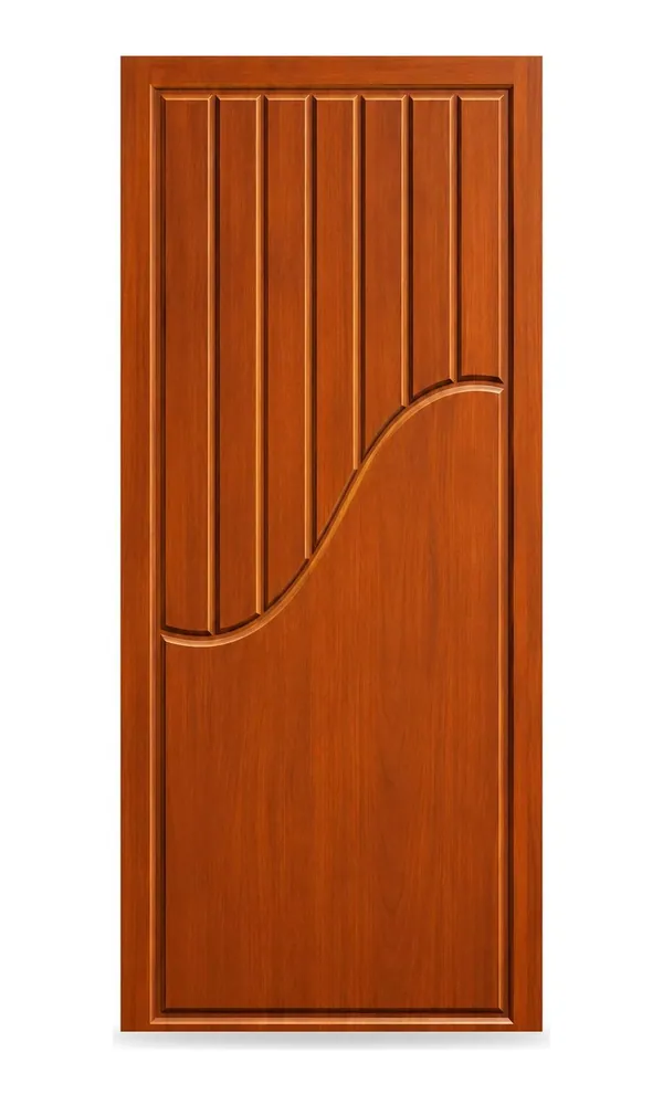 Mahogany finish door design: vertical grooves with curve (HAB-WD-029)