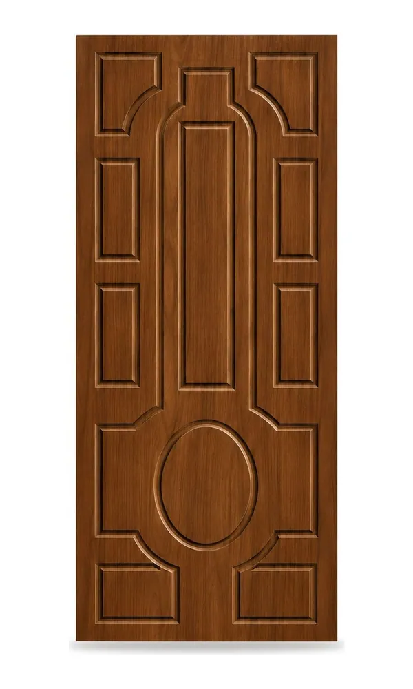 Walnut finish door design: multi-panel with oval (HAB-WD-032)