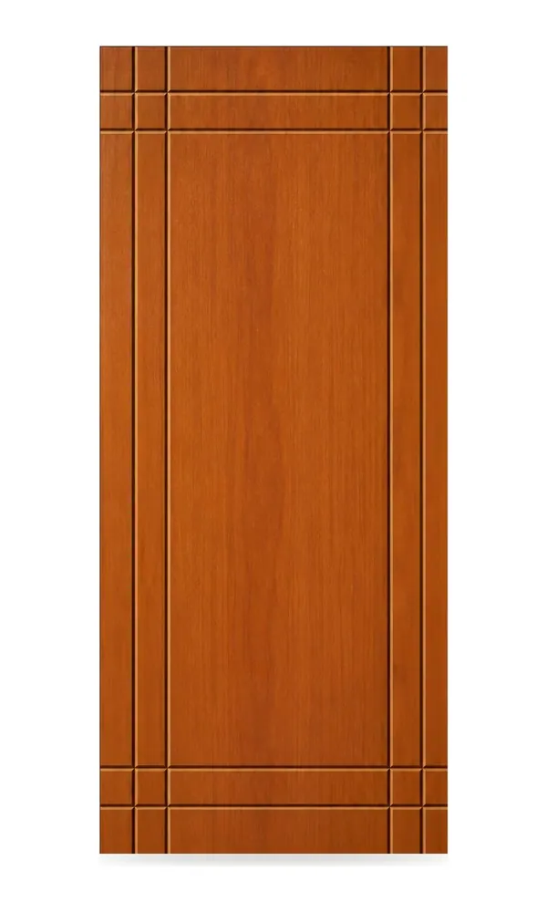Teak or oak finish door design: plain face with groove border (HAB-WD-037)