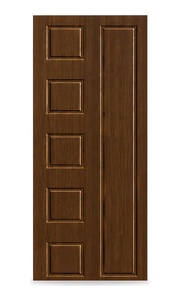 Walnut finish door design: five squares with side panel (HAB-WD-038)