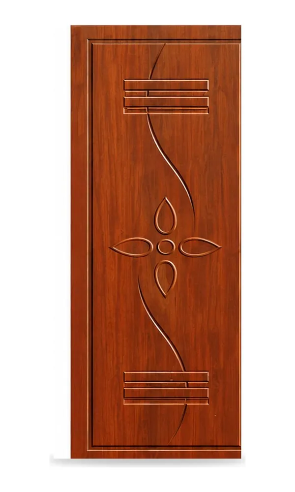 Mahogany finish door design: flower with groove lines (HAB-WD-041)