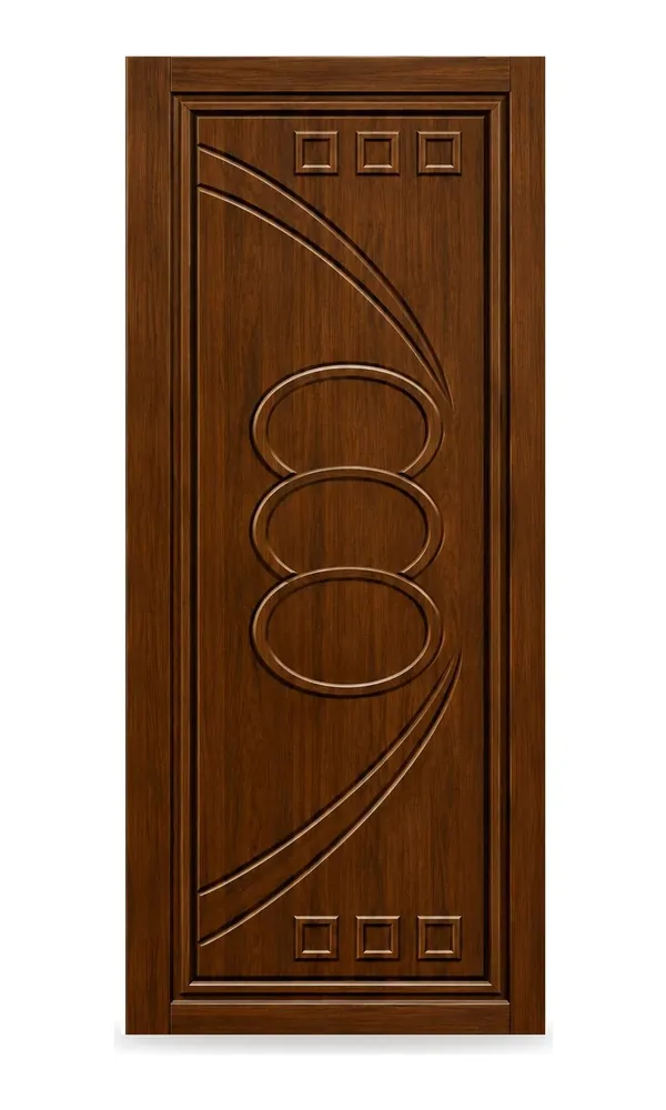 Walnut finish door design: rings and arcs (HAB-WD-042)