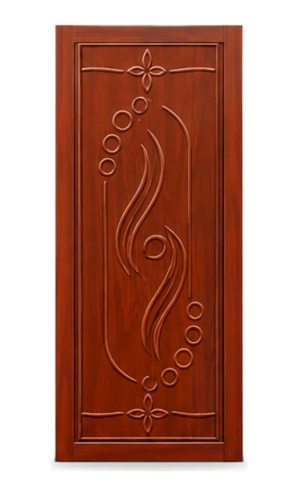 Mahogany finish door design: swirl with circles (HAB-WD-049)