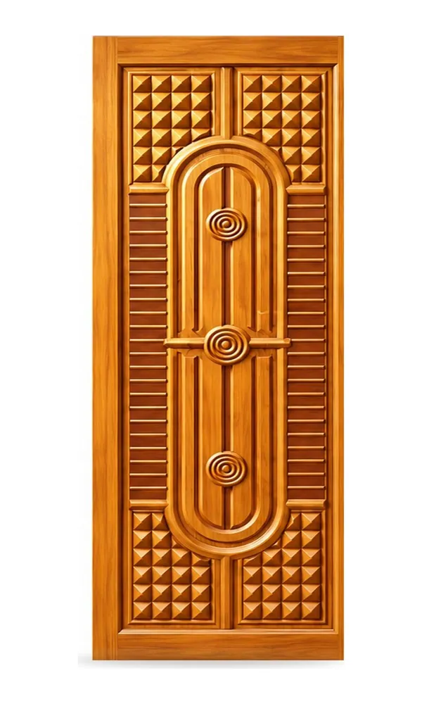 3D carved door design: pyramid carving with oval (HAB-WD-054)