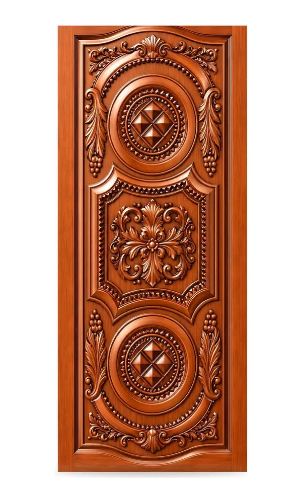 3D carved door design: carved medallions (HAB-WD-058)