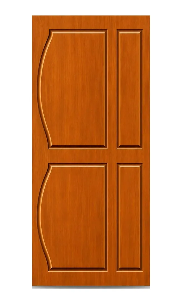 Teak or oak finish door design: four panels with curved sides (HAB-WD-059)