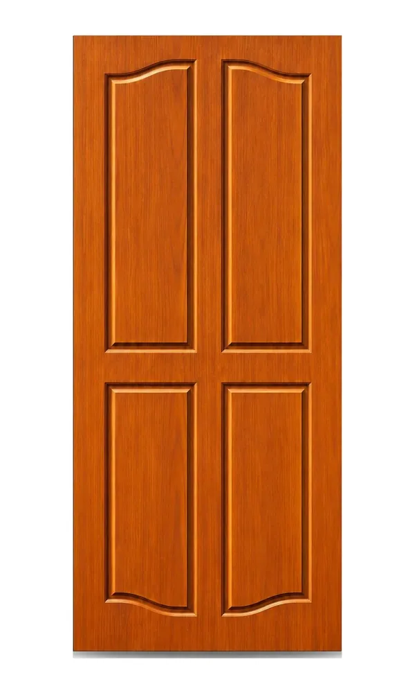 Teak or oak finish door design: four arched panels (HAB-WD-060)