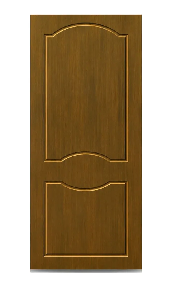 Teak or oak finish door design: two panels with arched top (HAB-WD-063)