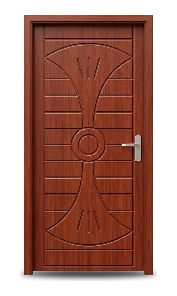 Mahogany finish door design: hourglass with grooves, with frame (HAB-WD-067)