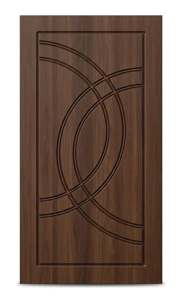 Walnut finish door design: interlocking rings (HAB-WD-068)