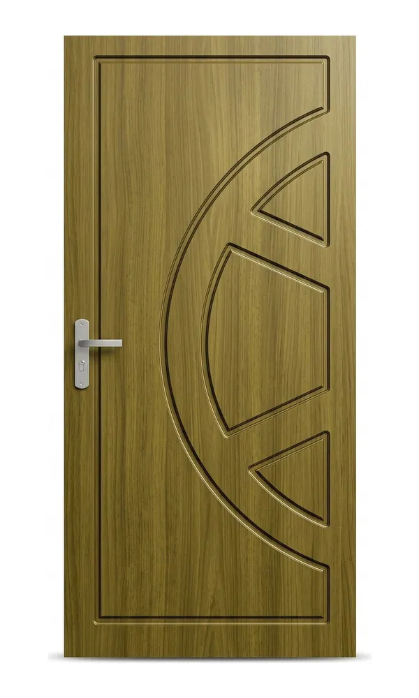 Teak or oak finish door design: arc with segments (HAB-WD-070)