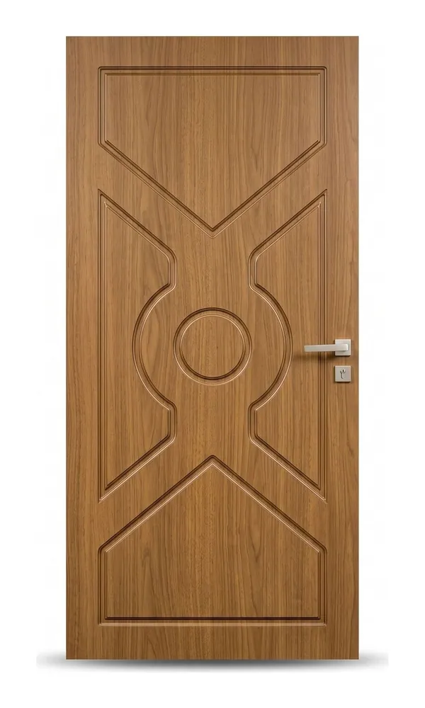 Teak or oak finish door design: cross and circle (HAB-WD-071)