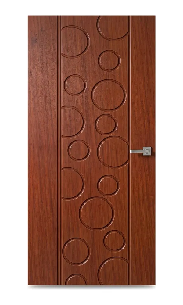 Mahogany finish door design: circle pattern (HAB-WD-072)