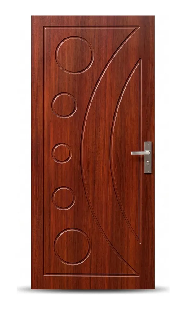 Mahogany finish door design: arc with circles (HAB-WD-075)