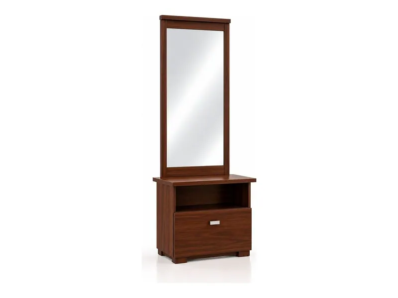 Dressing table with mirror and drawer, walnut finish (HAB-DT-004)