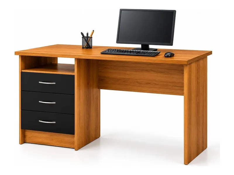 Office table with drawer unit, teak finish (HAB-OD-002)
