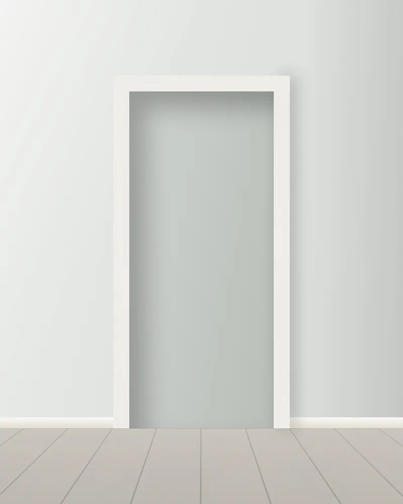 WPC door frame fitted in a wall opening